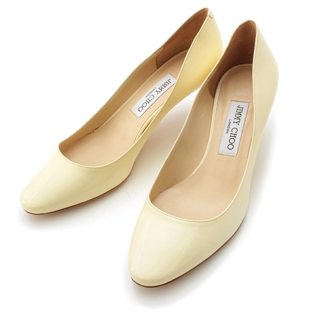 ジミーチュウ JIMMY CHOO パテント ラウンド トゥ パンプス イエロー 38.5【中古】【正規品保証】｜retro 8,982円