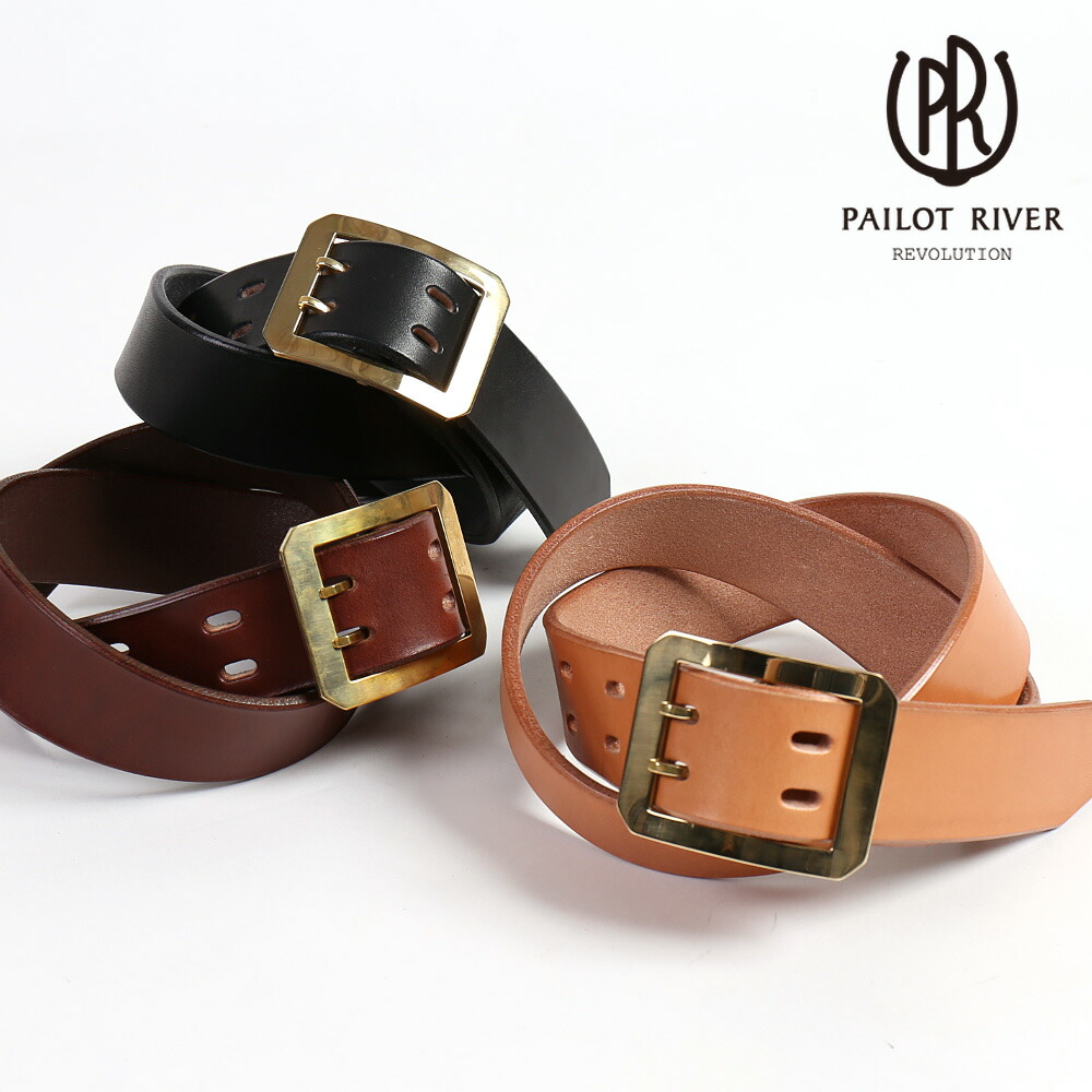 PAILOTRIVER パイロットリバー 真鍮製・ダブルピンバックル付ベルト PR-VB-WPB [メンズ 男物 本革 サドルレザー 日本製 職人 匠 財布 革財布 ウォレット 長財布 ロングウォレット おしゃれ かっこいい 大人 彼氏 男性 プレゼント]