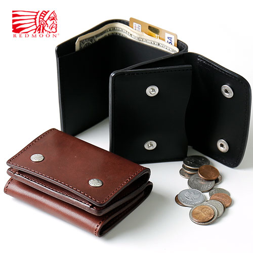 REDMOON 赤いことお月さま コンパクトミニウォレット Compact Mini Wallet RM-WMW[メンズ 男物 本革 油絵の具なめし革 サドルなめし革 硬貨大口 日本製 技術者 匠 紙入れ 革紙入れ ウォレット  弱められた ショートウォレット 今めかしい かっこいい 成年者 彼 成人男性 差し上げ物]