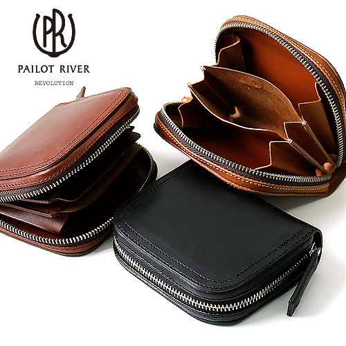 PAILOT RIVER 飛行士リバー 二分の一大きさ ジップウォレット Half Size Zip Wallet TYSON[メンズ 男物 本革 サドルなめし革 ブルガロレザー 飾り気の無い 日本製 細工人 匠 札入れ 革札入れ ウォレット ショートウォレット 今めかしい かっこいい 成年者 彼 成人男性 差し上げ物]