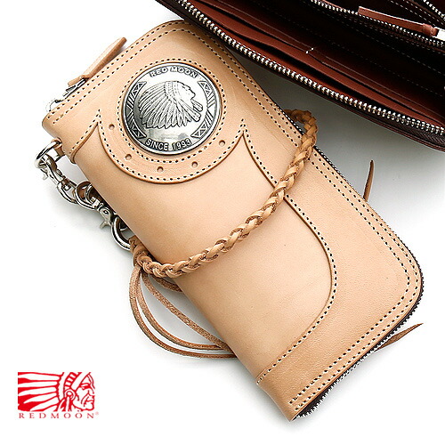 REDMOON 赤いことお月さま New Round zip Long WalletBAREBACK-02A51 ラウンドチャック(ジップ)ロングウォレット コンチョ付 Dカン[グランドマスターコンチョ 長金入れ 革 なめし革 メンズ 本革 サドルなめし革 索条 日本製 技術者 匠 金入れ 革金入れ  成人男性 差し上げ物 名入れ]