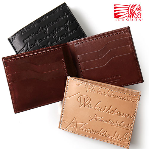 REDMOON 赤いことお月さま 夢見鳥型スマートウォレット シグネチャーエンボス Butterfly Smart Wallet RM-BFW-CE[ショートウォレット 歌留多入れもの メンズ 男物 本革 サドルなめし革 日本製 技術者 匠 革紙入れ 今めかしい 差し上げ物 硬貨なし 薄べったい か細い 二つ折り]
