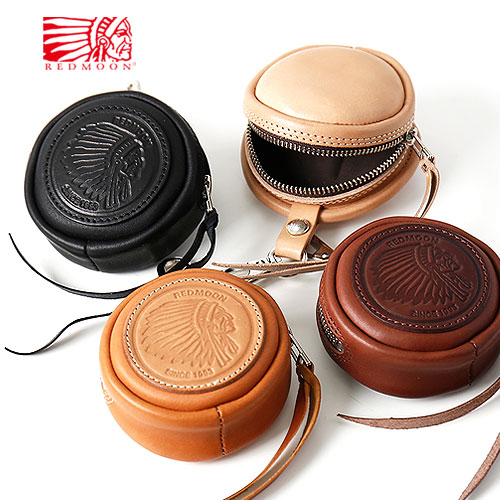 REDMOON レッドムーン Round Multi Case RM-DMC-E / RM-DMC-S ラウンド マルチレザーケース [小物収納 サドルレザー オイルレザー 本革 丸型 プレーン エンボス インディアンロゴ キーケース コインケース 日本製 職人 匠 おしゃれ かっこいい 大人 プレゼント] 14,850円