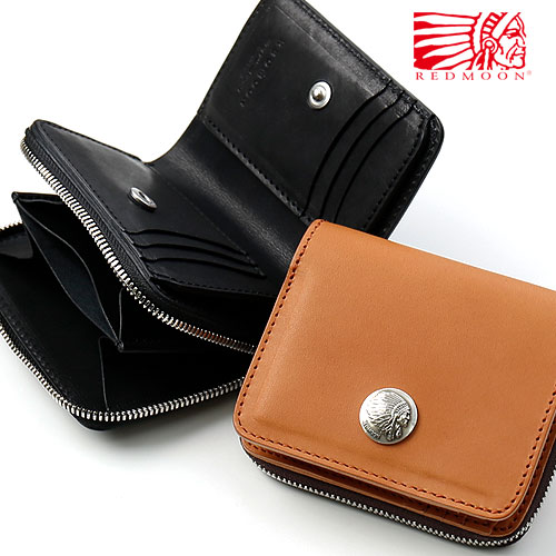 REDMOON 赤いことお月さま 二つ折り 二分の一大きさ ウォレット Zコンチョ Harf Wallet RM-LPWZ[メンズ 男物 本革 サドルなめし革 油絵の具なめし革 日本製 技術者 匠 金入れ 革金入れ 大納める 鋳貨大静電容量 ジップ チャック ショートウォレット 今めかしい かっこいい 成年者 差し上げ物]