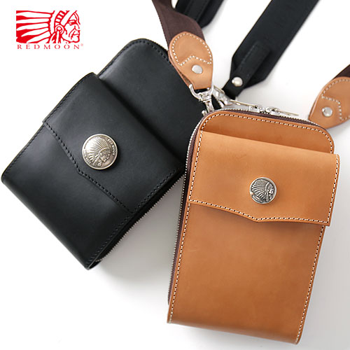REDMOON 赤いことお月さま Leather Shoulder Pouch レザーショルダーポーチ RM-SPPL-Z / RM-SPPS-A30[スマホ納める 取りまかなう付き添い人聞き入れる 本革 サドルなめし革 油絵の具なめし革 日本製 技術者 匠 革鞄 御徒面子 Z鋳貨 30粍コンチョコンパクト ユニ一発やる 今めかしい かっこいい 成年者 ]