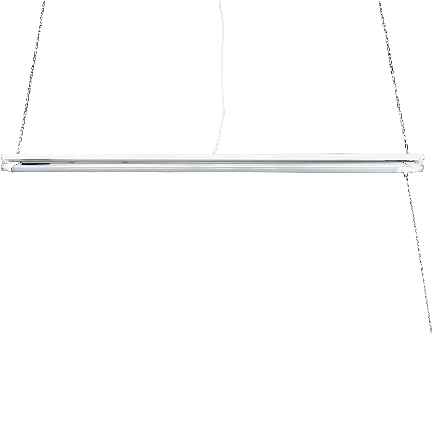 プルスイッチ付き直管LED蛍光灯 40形 120cm 昼光色 18W 2200lm 吊下げチェーン AC電源コード付きトラフ器具セット