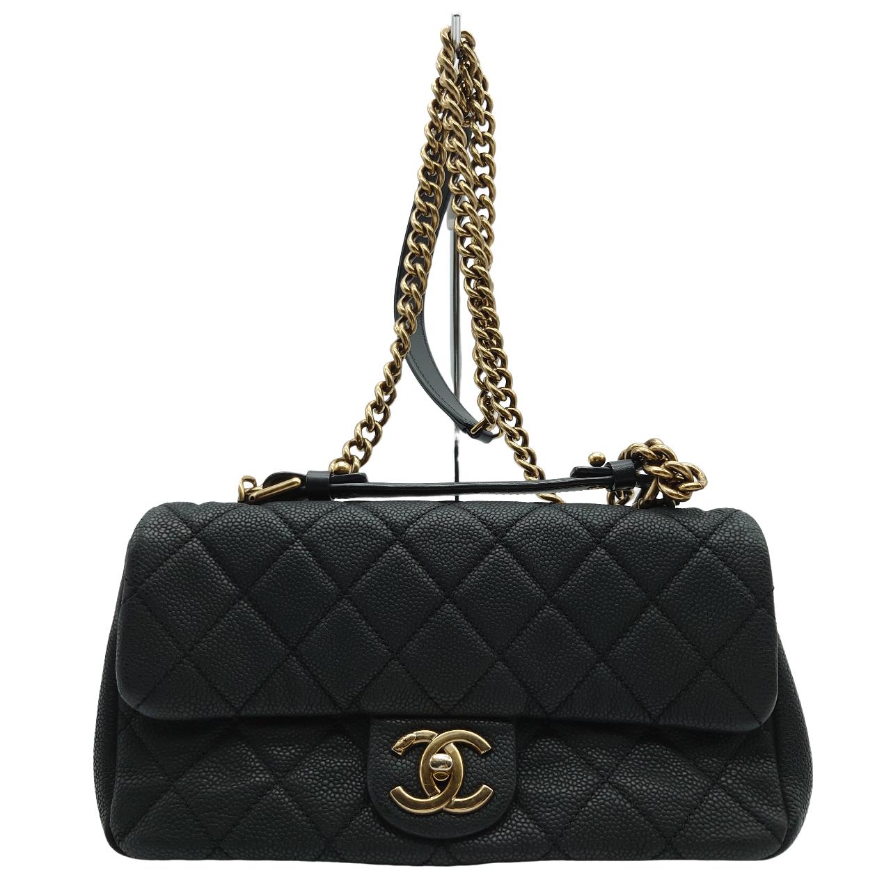 シャネル CHANEL マトラッセ トップハンドル 2WAY ハンドバッグ ショルダーバッグ 斜め掛け キルティング ココマーク チェーンストラップ ブラック ゴールド キャビアスキン グレインドカーフ レザー レディース【中古B品】