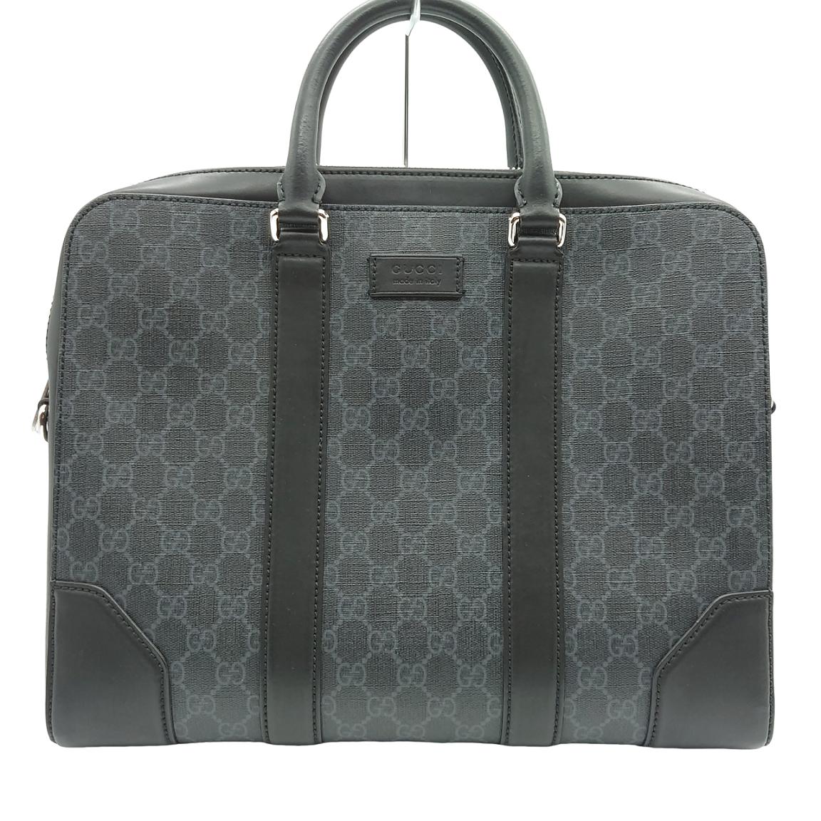 グッチ GUCCI ビジネスバッグ バッグ GGスプリーム ２WAY ショルダー 肩掛け 斜め掛け シック 四角 ユニセックス きれいめ エレガント おしゃれ 機能的 上品 上質 フォーマル ブラック シルバー レザー メンズ レディース 【中古 B品】送料無料 58,190円