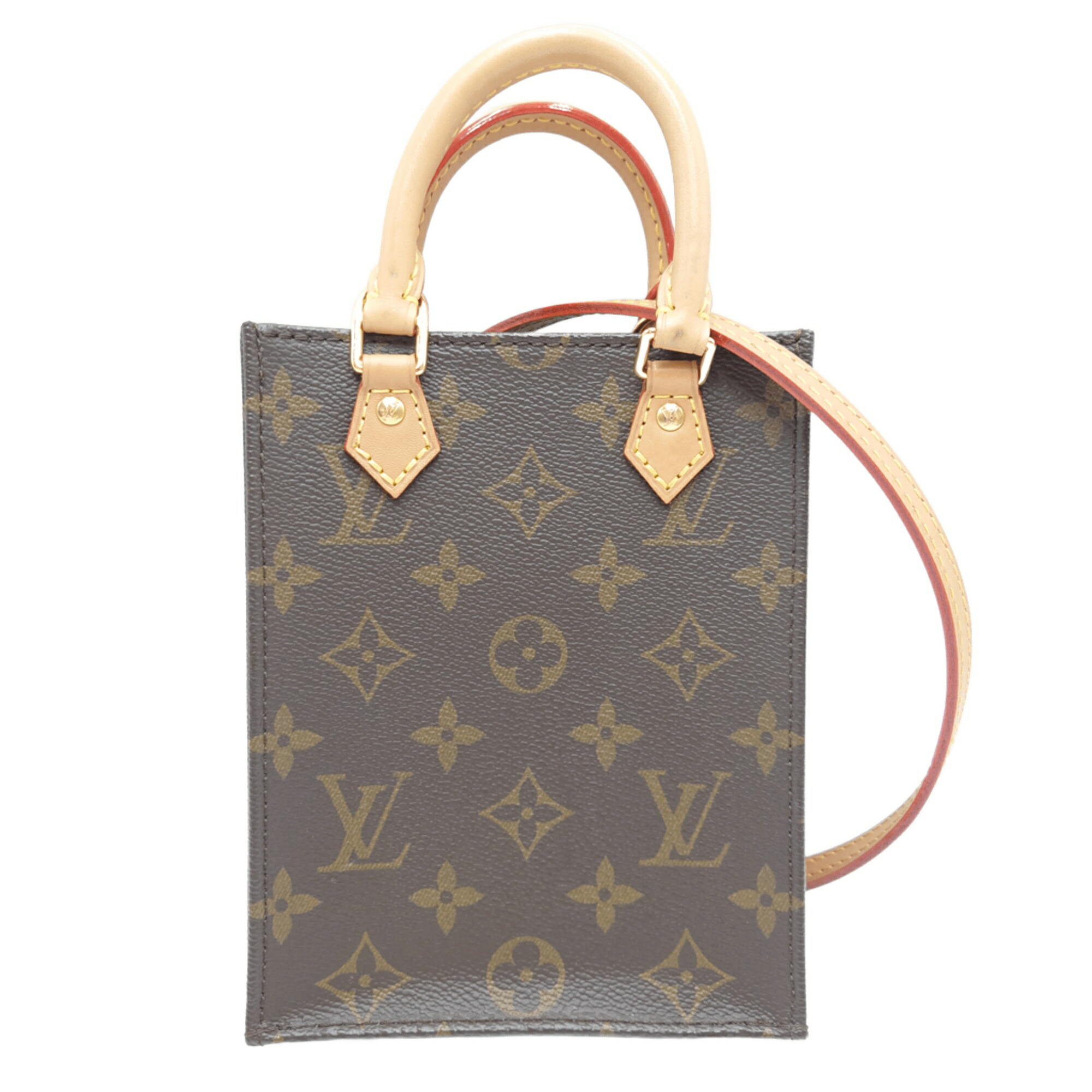 ルイヴィトン Louis Vuitton プティット・サックプラ 2WAYバッグ モノグラム ハンドバッグ ショルダーバッグ 2WAY ミニマル 軽量 コンパクト アイコニック ミニサイズ エレガント カジュアル 可愛いブラウン PVC M69442 レディース 【中古 AB品】送料無料
