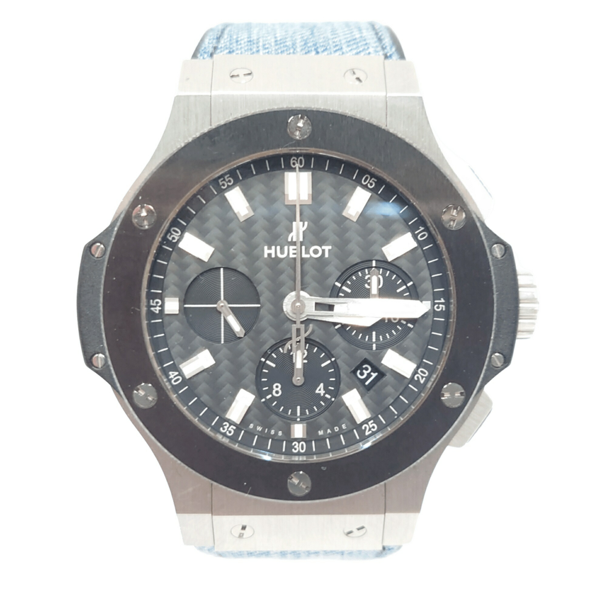 HUBLOT ウブロ ビッグバン エボリューション 腕時計 メンズ 自動巻き クロノグラフ アイコニック 存在感 フュージョン スケルトン 上質 高級感 エレガント アナログ 機能的 スポーティ ブラック ブルー スチールセラミック 301.SM.1770.RX メンズ 【中古 AB品】送料無料｜ReuseShop e-Na