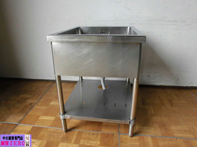 【中古】厨房 業務用 1槽シンク 流し台 ステンレス 調節脚+40mm 店舗 飲食店 W600×D750×H800mm