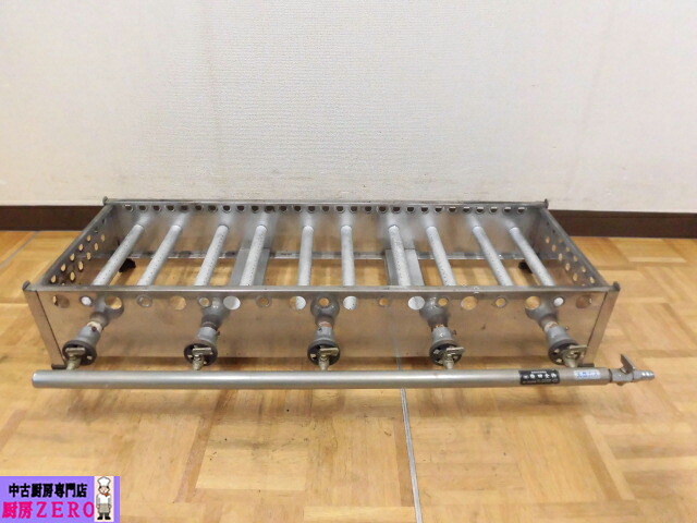 【中古】厨房 業務用 柴田金物 卓上 グリドル 鉄板焼き台 都市ガス 5連用 W960×D350(475)×H180mm 鉄板欠品 焼き台のみ 店舗 飲食店