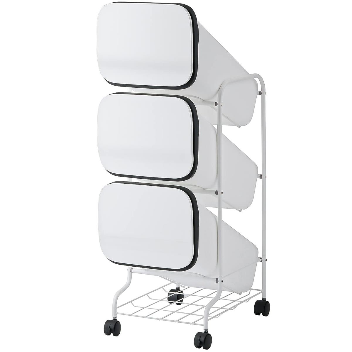 木鼠(RISU) カテゴリー化 紙くずかご smooth スタンドダストボックス 3段 白いこと 57L (19L×3) 3P 白いこと リソースくず物 今めかしい うしろ押し開けはなし 省間隔文字 GBBH025