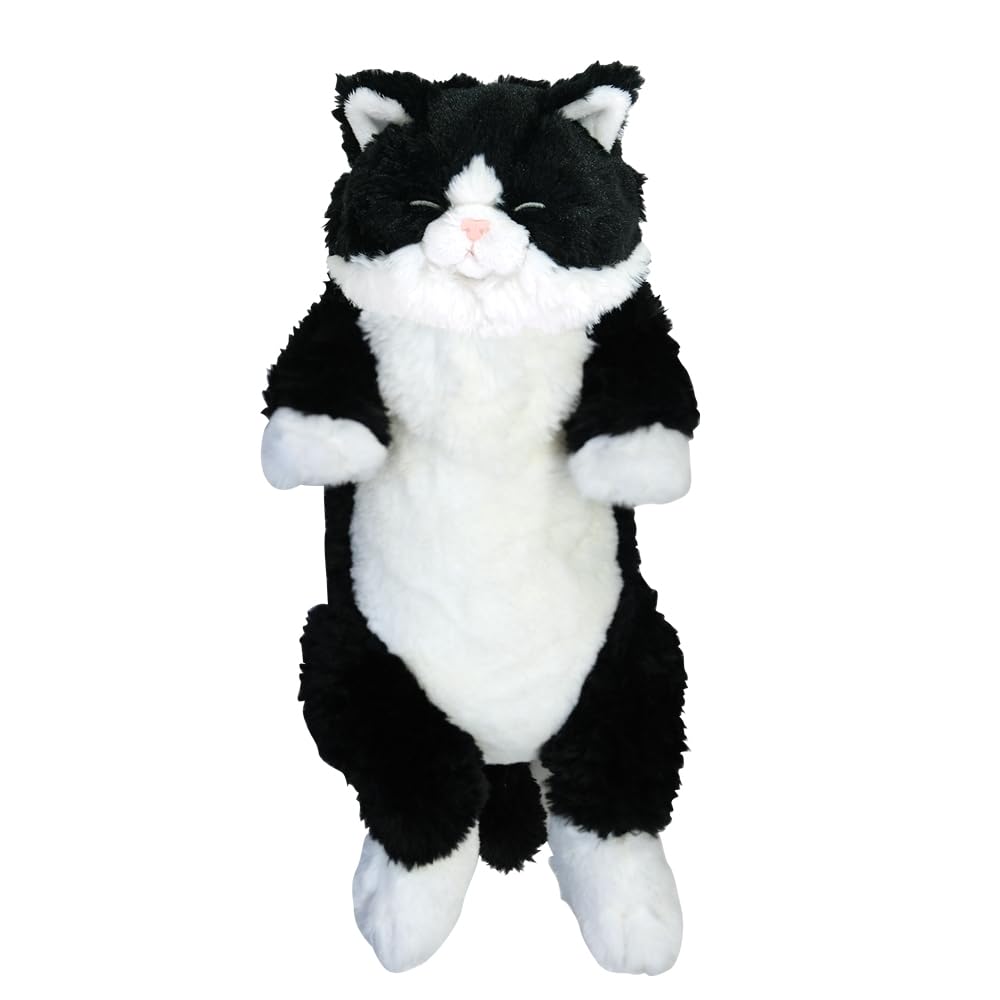 サンレモン ひざねこ すやすや ハチワレ 22×14×47cm ぬいぐるみ アニマル かわいい 猫 ネコ 白 黒 P-1283