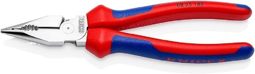 クニペックス KNIPEX ニードルノーズペンチ コンフォートグリップハンドル Crメッキ 全長185粍 0825-185SB