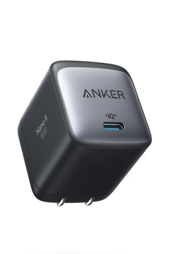 Anker Nano II 65W (PD 充電器 USB-C)【独自技術Anker GaN II採用/PD対応/PSE技術基準適合/折りたたみ式プラグ】MacBook PD対応Windows PC iPad iPhone Galaxy Android スマートフォン ノートPC 各種 その他機器対応 (ブラック)