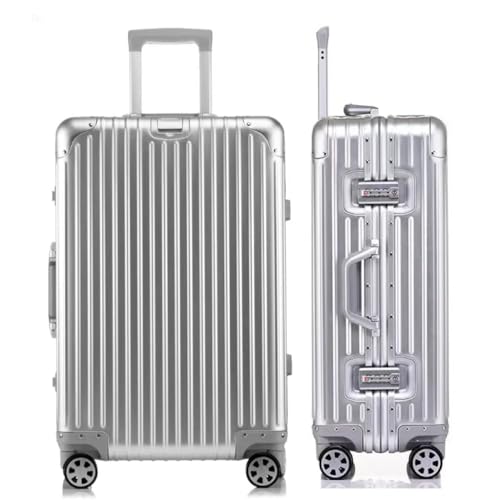 [Yuweijie] 旅行バッグ 持ちはこび入れもの オール軽銀アロイ上半身キャリーバッグ 機内持ち込み しろがね色 耐衝撃 大型 軽さ 静音ダブルキャスター TSA鍵を掛ける積み上げる 旅する 出張 L大きさ, 6-7泊，78L，26in