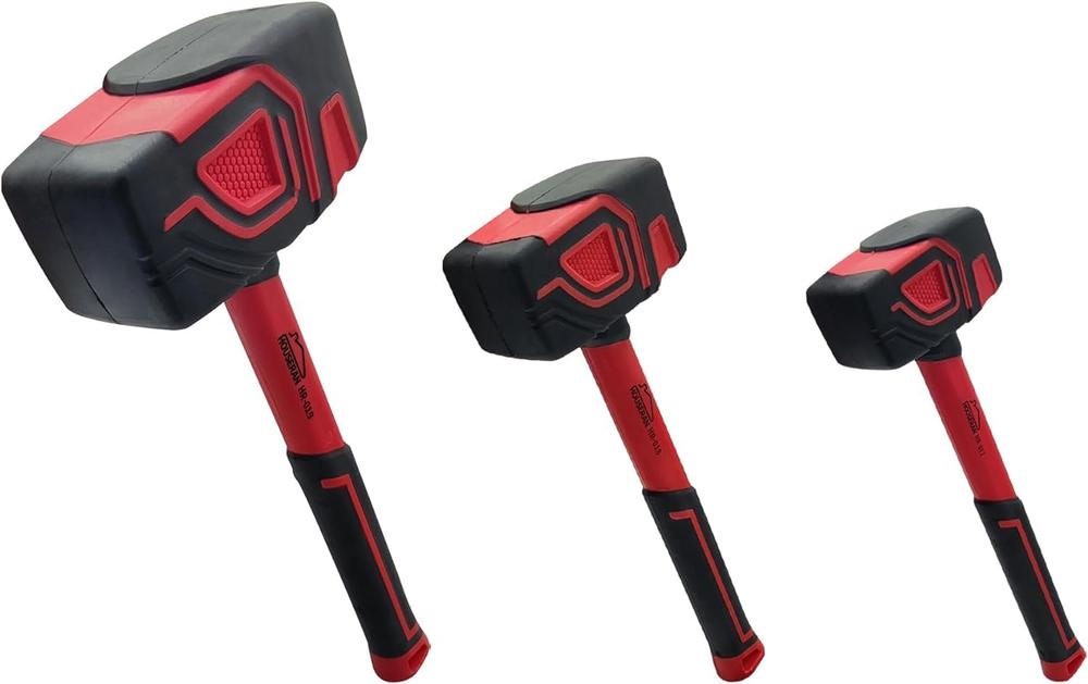 HOUSERAN ゴムハンマー 三点セット 大型ハンマー ショックレスハンマー マレット ゴムハンドル 家具組み立て DIY 衝撃吸収