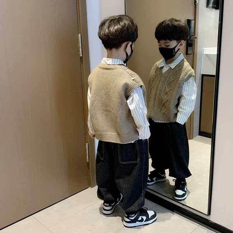 子供服 ニットベスト セットアップ 春秋 男児用 韓国風 ベスト シャツ ズボン 3点セット 幼児 小学生 男の子 普段着 おしゃれ 90 100 110 120 150cm 140 130