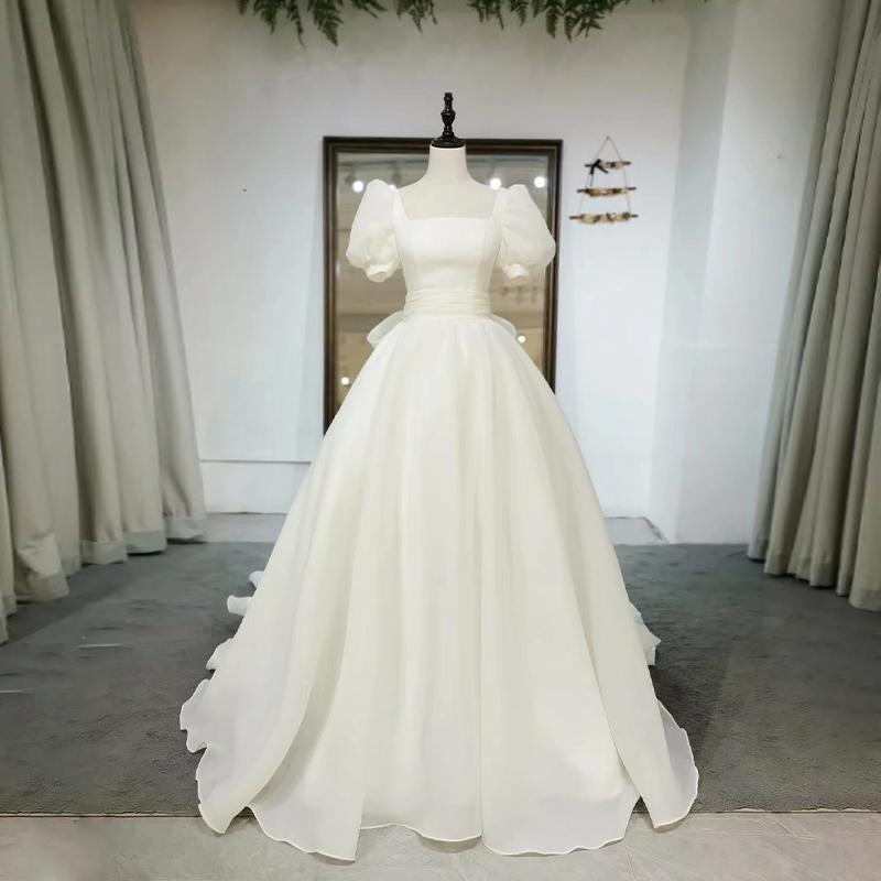 ウェディングドレス ウエディングドレス 二次会 結婚式 前撮り ブライダル ロングドレス 花嫁 プリンセスドレス プリンセスライン フォトウェディング 海外挙式 オーガンジー 半袖