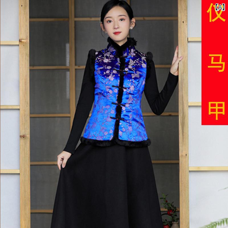 チャイナ風 レディース ファッション セットアップ おしゃれ 上品 民族風 婦人服 漢服 レトロ 唐 装 ベスト セット コート 新年