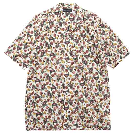 COOCHUCAMP クーチューキャンプ｜Happy Open Collard Shirt (ホワイト)(半袖シャツ)
