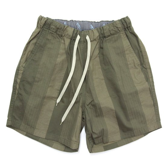 GO WEST ゴーウェスト｜DOBBY STRIPE E.G. SHORTS (オリーブ)(イージーショーツ)