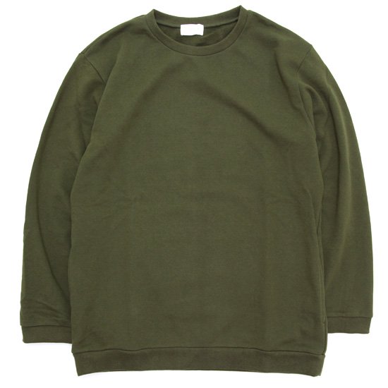 SPINNER BAIT スピナーベイト｜ミニ裏毛 サイドポケットクルー (モスグリーン)(リブ付きロンTEE)｜REVE STORE