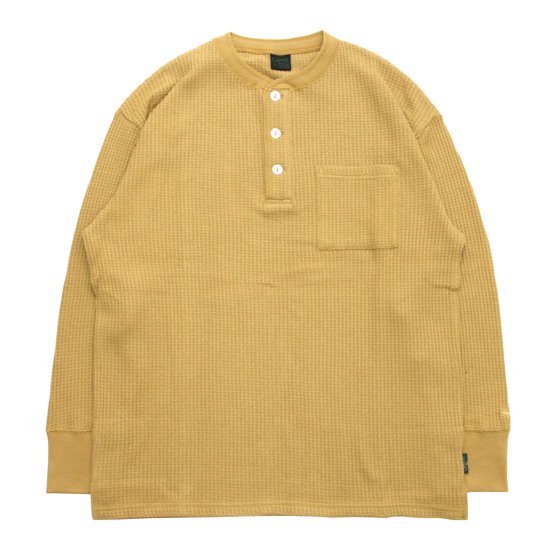 GOHEMP ゴーヘンプ｜HENLEY WAFFLE (スパイシーマスタード)(ヘンプコットンのサーマルロンTEE)