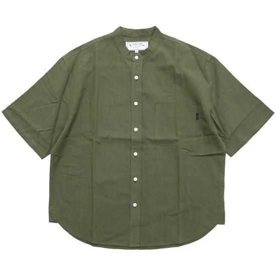 A HOPE HEMP アホープヘンプ｜No collar S/S Shirts (オリーブ)(否色つやプルオーバー)