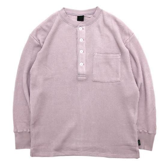 GOHEMP ゴーヘンプ｜HENLEY 4BTN WAFFLE (ピンキッシュグレイ)(ヘンプコットンのサーマルロンTEE)