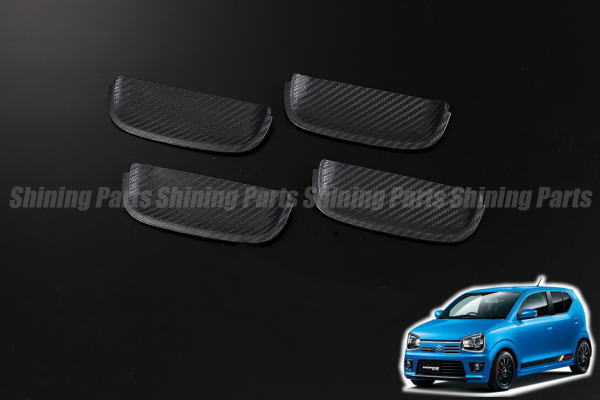 ネコポス発送 HA36系 アルト ドアハンドルアンダープロテクター サイド4ピース ラバータイプ カーボン調 - SUZUKI スズキ ALTO WORKS TURBO RS CAROL HA36S HA36V HB36S HA36 ドアノブ プロテクター アルトワークス アルトターボRS キャロル
