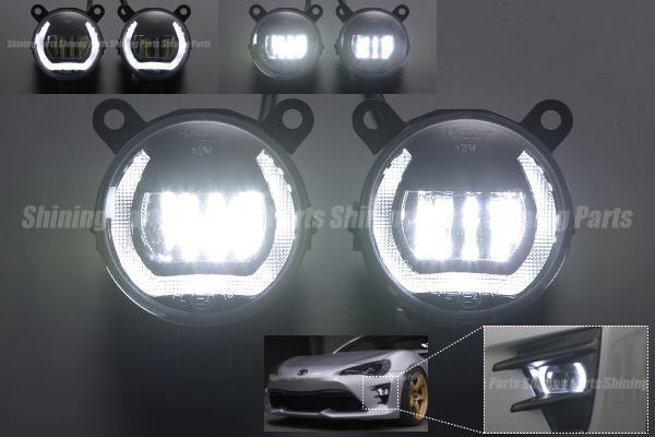 86(ZN6)後期/BRZ(ZC6)後期 デイライト機能内蔵ハイパワーLEDフォグランプ 左右セット //トヨタ/ハチロク/GT86/サイオン/SCION FR-S/FRS/86GRMN/フォグライト/デイランプ/イカリング