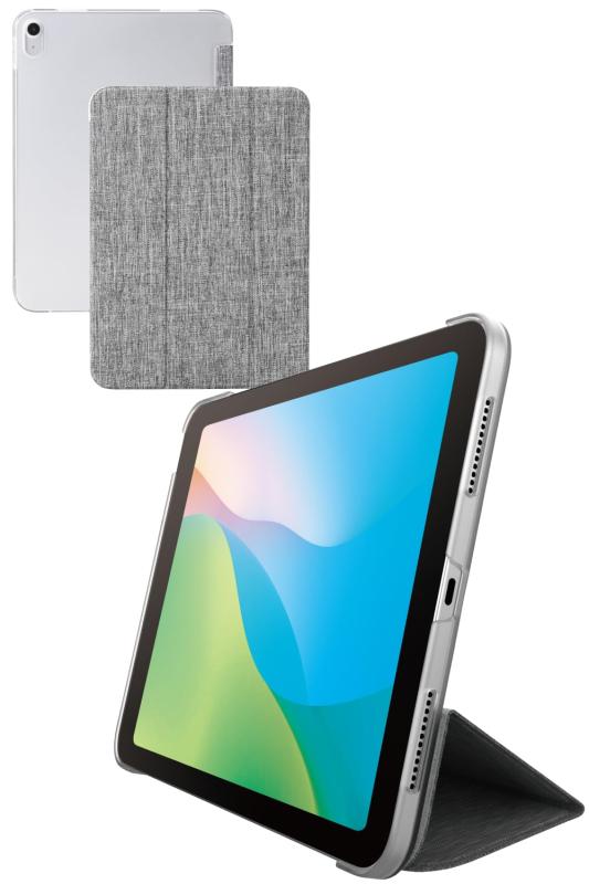 エレコム iPad 10.9 第10世代 (2022モデル) フラップケース ファブリック 背面クリア 2アングル TB-A24RWVC画像