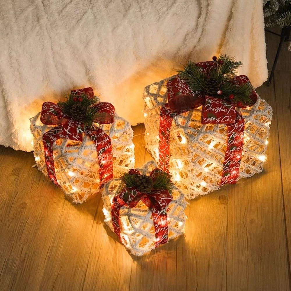 輝く3点セットクリスマスデコレーションボックスクリスマスアイアンフィギュア植毛差し上げ物ボックス席 (2号植毛3点仕掛ける) 生活雑貨-日用品雑貨・文房具・手芸-その他