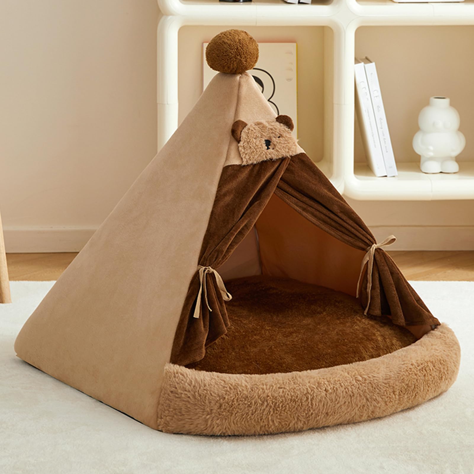 [] 犬 ベッド 猫 ベッド ドームハウス マット 犬用ベッド 冬 ペットベッド ふわふわ もこもこ ぐっすり眠る 秋冬 設計1 オールシーズン 小型犬 洗える 猫ハウス 犬ハウス 室内 暖かい おしゃれ ペットハウス 寒さ対策 40*40*45｜レボショップ