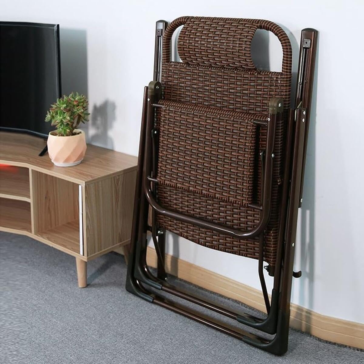 リクライニングチェア ゼログラビティーチェア 折りたたみチェア ラタン編み 屋外屋内 アウトドアチェア 枕つき 角度調節 リラックスチェア 仮眠 昼休み 庭の芝生の中庭 釣りキャンプ ビーチ レジャーベッド 軽量 リラックスチェア 頑丈 持ち運び便利 組立不要 (スタイル1)|レボショップ