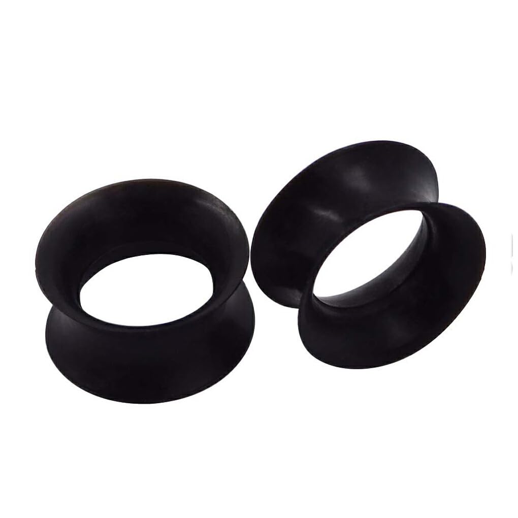 ボディピアス シリコン 拡張器 22mm 50個セット ダブルフレア シリコンピアス トンネル 柔らかい 負担軽減 金属アレルギー対応 軟骨ピアス 拡張ピアス メンズ レディース ユニセックス ブラック｜レボショップ