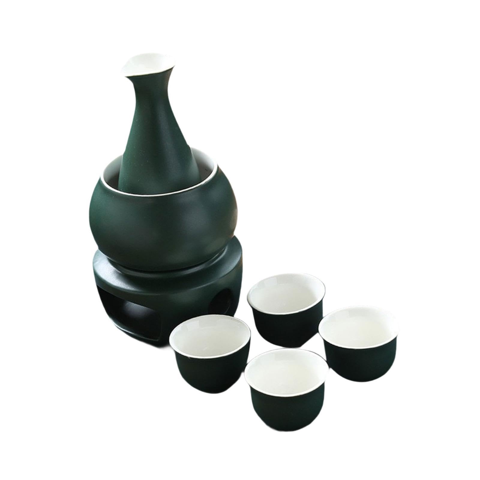 酒器仕掛ける 6点 徳利 おちょこ 瀬戸もの 温酒器 ウォーマー付き添い人 保温 ぐい呑み 日本酒 燗瓶 熱燗 ぬる燗 酒燗器 徳利 盃 茶器 赤ちょうちん 食べ物屋 和食 和風 はたご屋 御役目用 身寄り用 室内装飾 差し上げ物 差し上げ物 緑であること