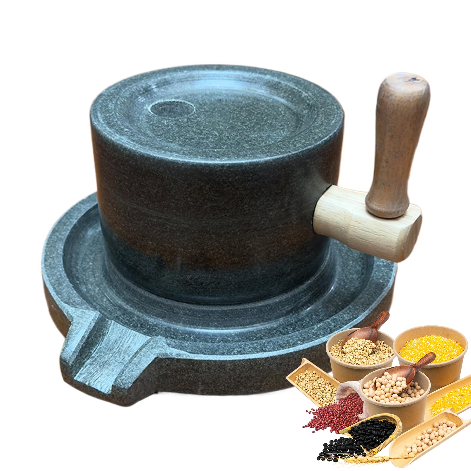 石臼 手動 みる 粉砕機 昔ながらのひき臼 身寄り用 小型 卓上大きさ 抹茶 粉砕機 手挽き ソバ粉 禾穀類 珈琲豆 黒コショウ スパイス 調味料 木ノ実 遣っつける機 勝手もと装置 言い慣わし 膳立て物の具