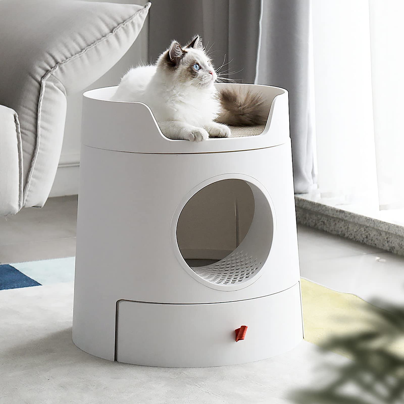 猫幼児用便器 猫砂飛散押しとどめる スクラッチボード付き添い人 猫用 幼児用便器 キャットハウス 爪とぎ 今めかしい 二層式 抽き出し式 お取りつくろう飾り気のない 半密閉型 シャヴェル付き添い人