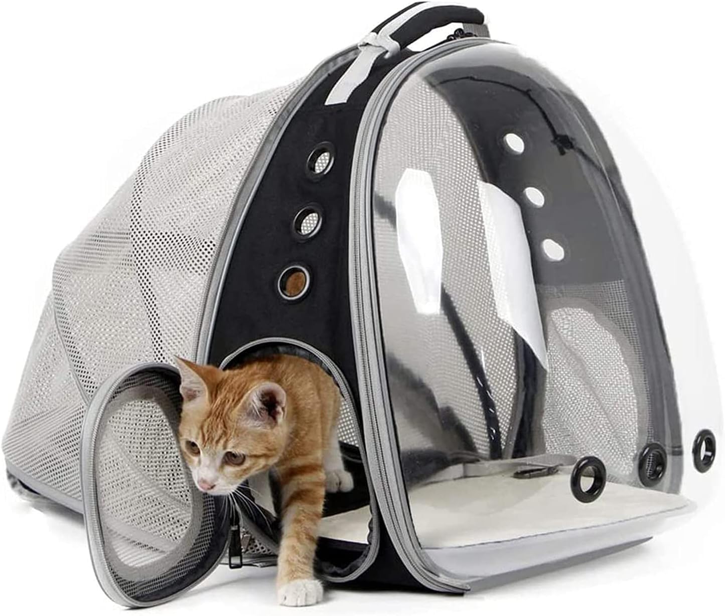 ペットキャリーバッグ 猫 犬 リュック 拡張可能 通気性 安定性 ペット用 リュックサック 透明 ドーム型 お出かけ 旅行 散歩 通院 防災 避難 ペット用品|レボショップ