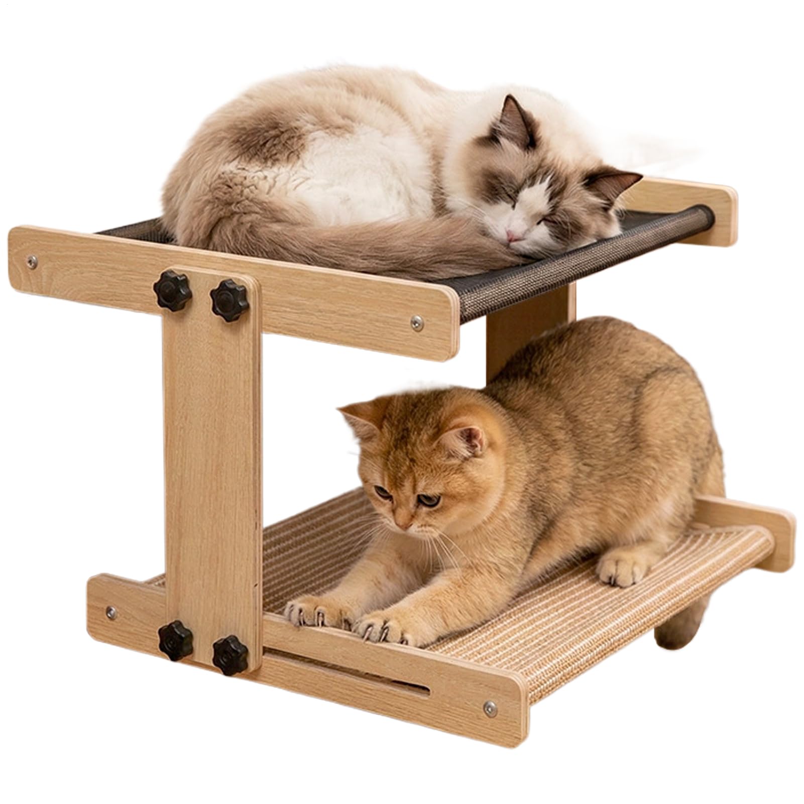 猫用 ハンモック 窓際 臥榻 木製 2段式 キャットステップ キャットパーチ 猫用調度品 爪とぎ付 窓枠 ベット サイドテーブル 今めかしい 愛玩動物備品