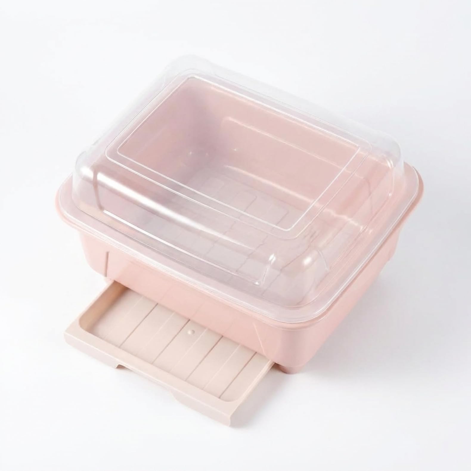 水切り仕合わせ 食器納める フタ付き添い人 箸立て付き添い人 水抜き御盆付き添い人 かわき切るボックス席 防塵 御厨子所納める 洗いもの 食器 水切り かご パウダーコンパクト 納める (サクラ色)