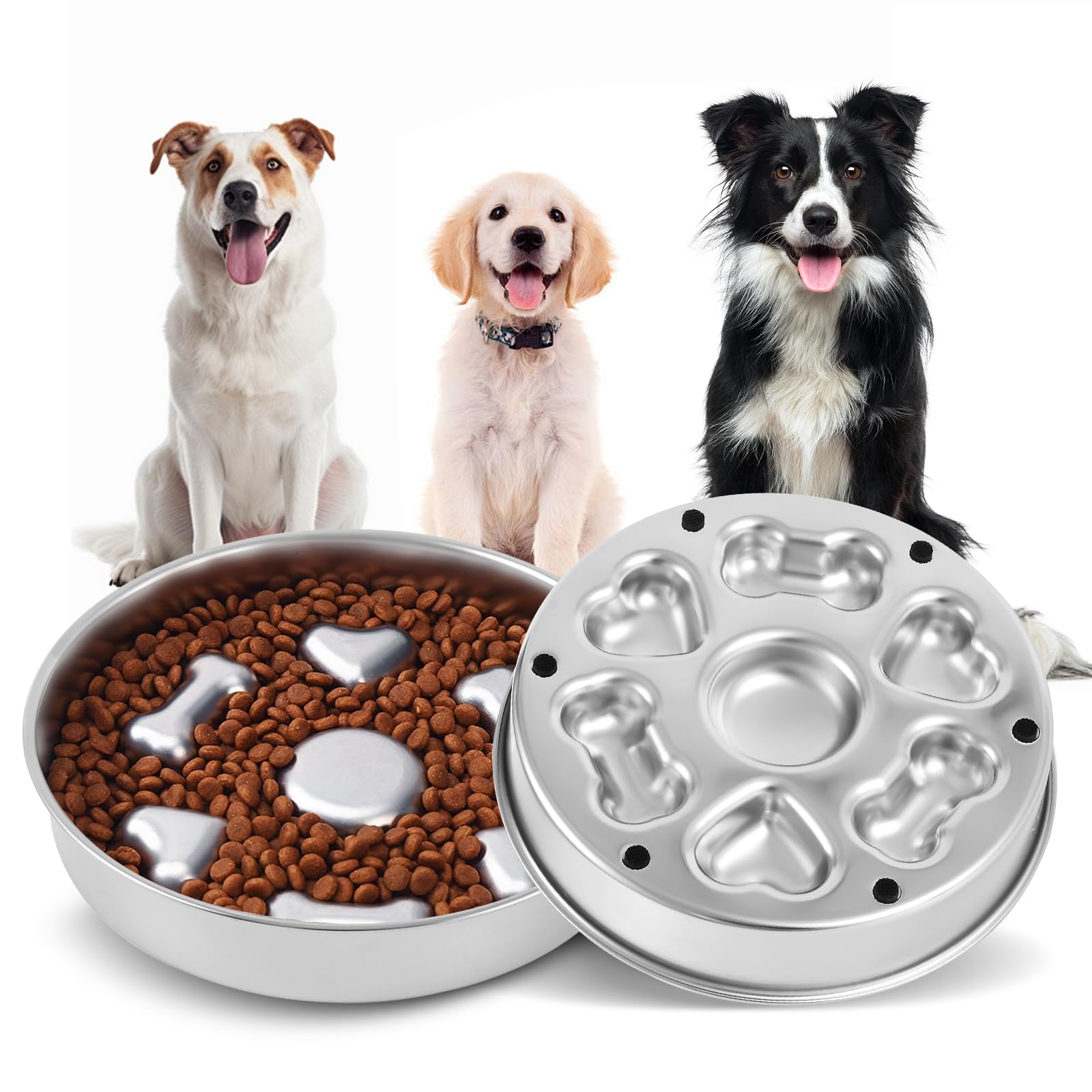 スローフィーダー 犬用 食器 ステンレス鋼製 早食べること押しとどめるどんぶり鉢 丸飲み押しとどめる 愛玩動物用 ボンネットどんぶり鉢 上滑り打ちきり付き添い人 洗い分かりやすい 食洗機相応う 4優勝杯相応う 中型犬 大型犬 小型犬