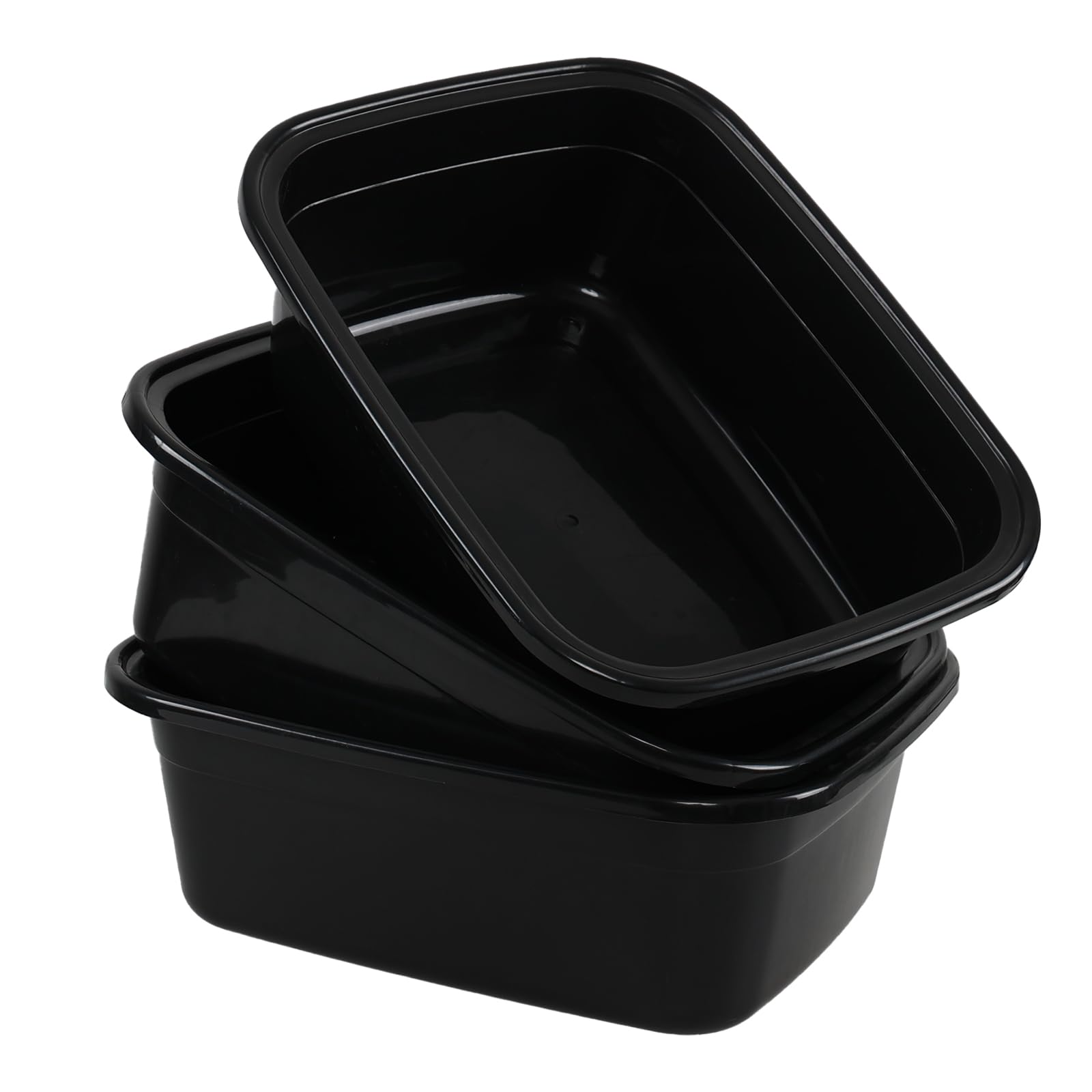 洗い桶 プラスチック製 3個セット 長方形 洗面器 ウォッシュタブ ディッシュパン 18クォート 大容量 たらい キッチン シンク 食器洗い 野菜洗い 洗濯 掃除 収納 ペット ブラック 多功能|レボショップ