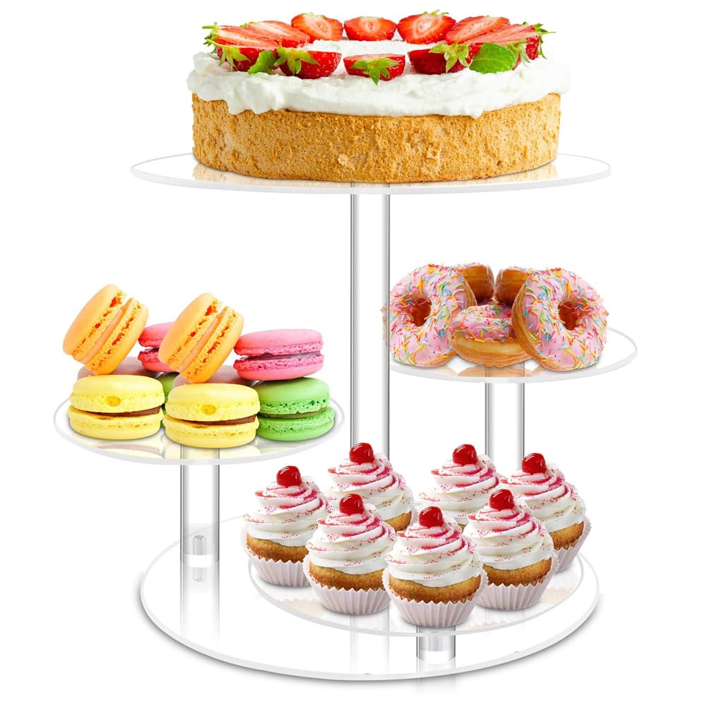 カップケーキスタンド アクリル樹脂製 4段 円型 西洋菓子照明ランプ 見せびらかす 照明ランプ スイーツタワー アフタヌーンティースタンド 乾荒原 寄りあい 御芽出度 生まれ落ちる日 誕生日 クリスマス かざり付ける 飾り付け 見せびらかす ドーナツ マカロン 多役立つこと