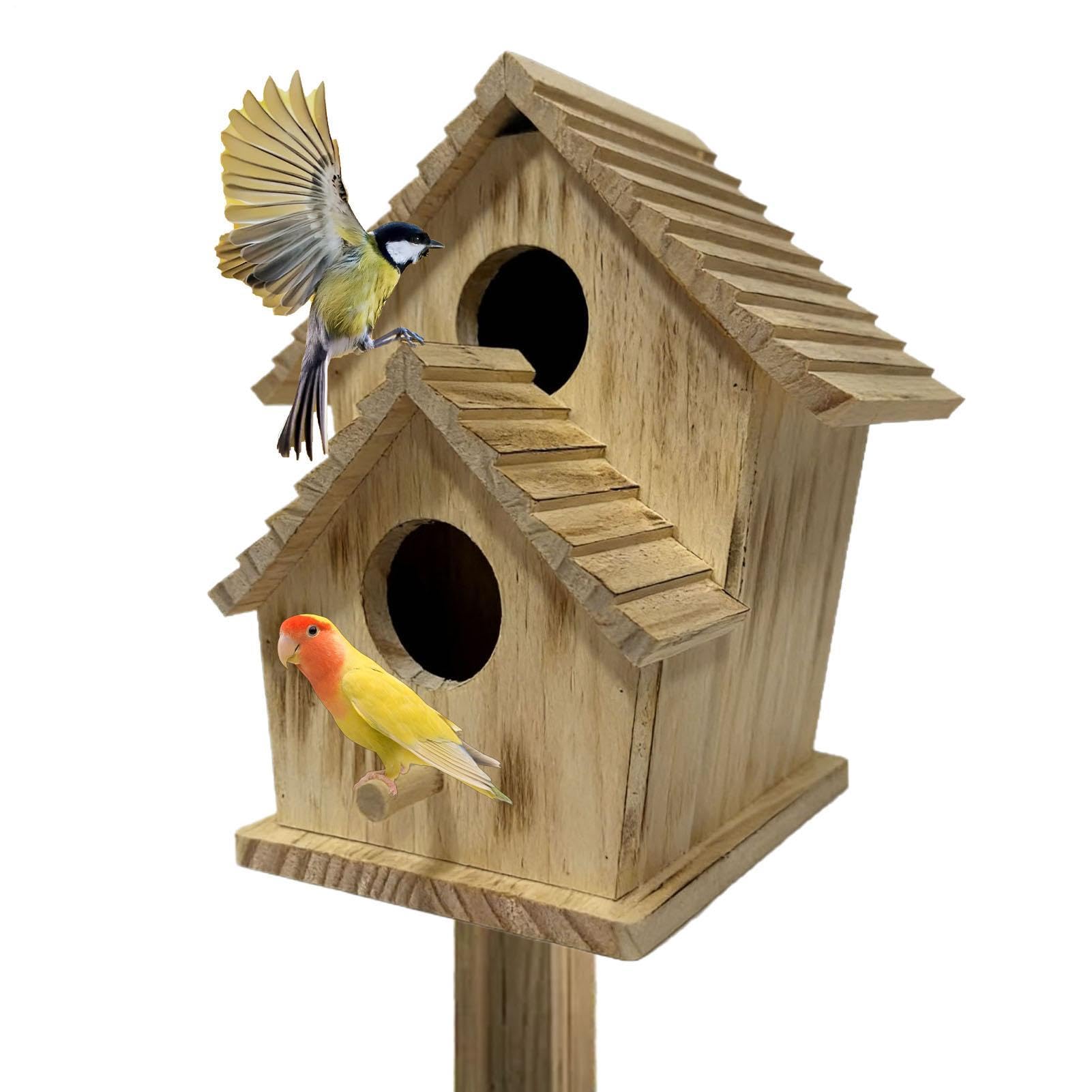 鳥小屋 鳥の巣 鳥類 鶏小屋 木製 2階建て 室外 庭 庭園 吊り下げ 置き型 野鳥 見ること 鳥類住み家 焼き杉調 アンティーク調 愛玩動物装置 ガーデニング 雑貨