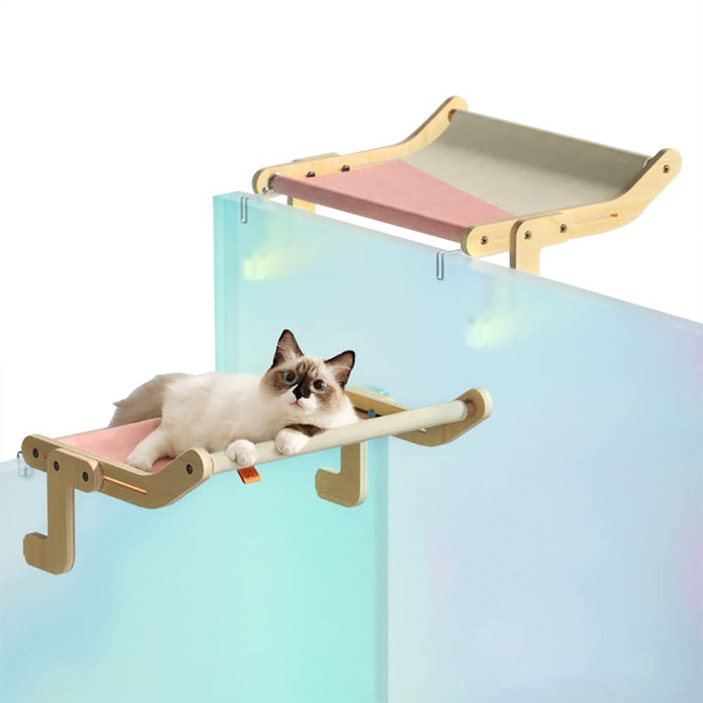 猫窓用ハンモック 猫窓用ベッド ウインドウベッド 窓辺ペットベッド 引っ掛ける式 取り付けタイプ 日向ぼっこ 日光浴 ストレス解消 調節可能 お手入れ簡単 おしゃれ 耐荷重約20 (ピンク)｜レボショップ