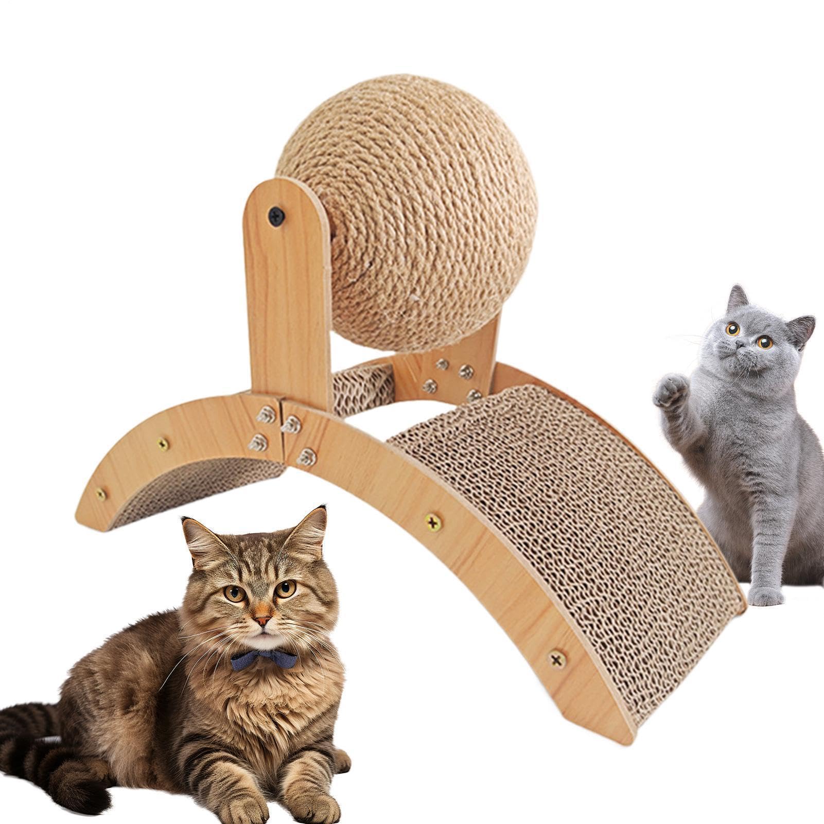 猫 爪とぎ アーチ型 つめとぎ スクラッチャー ボール付き 麻縄 ダンボール 爪研ぎ トンネル 段ボール 爪磨き つめみがき おもちゃ 室内 ストレス解消 運動不足解消 据え置き型 ペット用品｜レボショップ